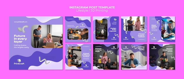 PSD gratuit des publications sur instagram sur le style de vie du design plat