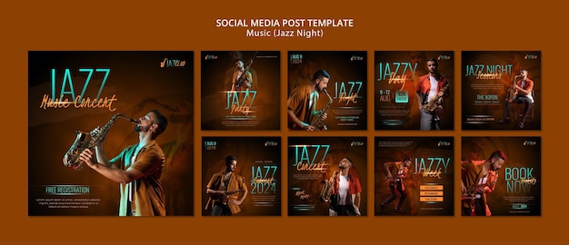 PSD gratuit publications sur les réseaux sociaux de concerts de jazz