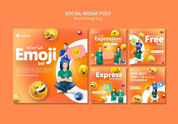 Publications sur les réseaux sociaux du jour Emoji