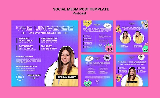 PSD gratuit publications sur les réseaux sociaux du podcast universe