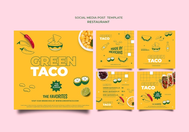 Publications Sur Les Réseaux Sociaux Du Restaurant De Tacos Verts