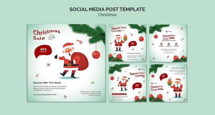 PSD gratuit publications sur les réseaux sociaux des soldes de noël