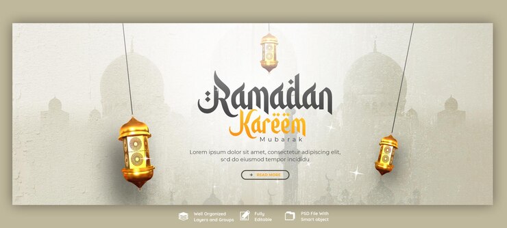 PSD gratuit ramadan kareem mubarak fête islamique religieuse banner de couverture facebook modèle