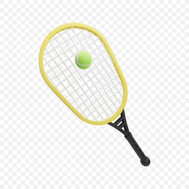 Raquette de tennis et icône d'équipement de sport de balle Rendu 3d isolé Illustration