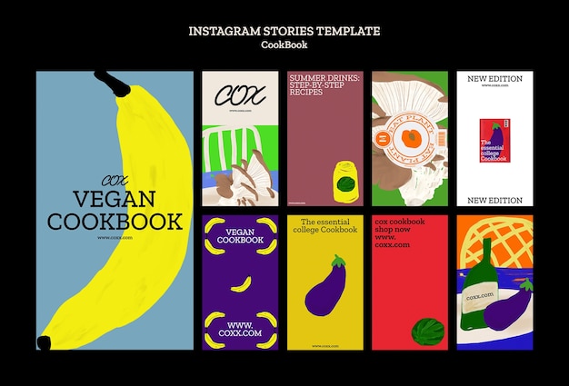 PSD gratuit des recettes de livres de cuisine, des histoires instagram