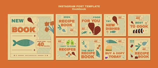 PSD gratuit des recettes de livres de cuisine sur instagram