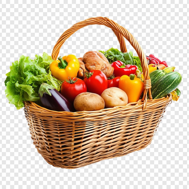PSD gratuit une récolte abondante de produits frais dans un panier rustique
