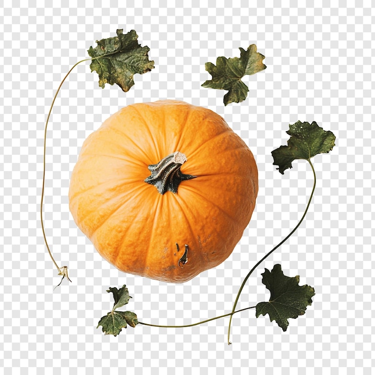 PSD gratuit la récolte d'automne une seule citrouille aux feuilles