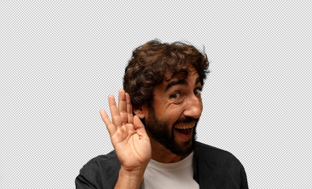 regarder heureux écouter essayer d'entendre une conversation secrète ou des commérages écouter à l'écoute