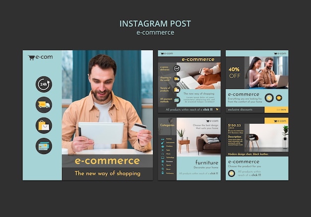 Remises Sur Le Commerce électronique Au Design Plat Publications Instagram