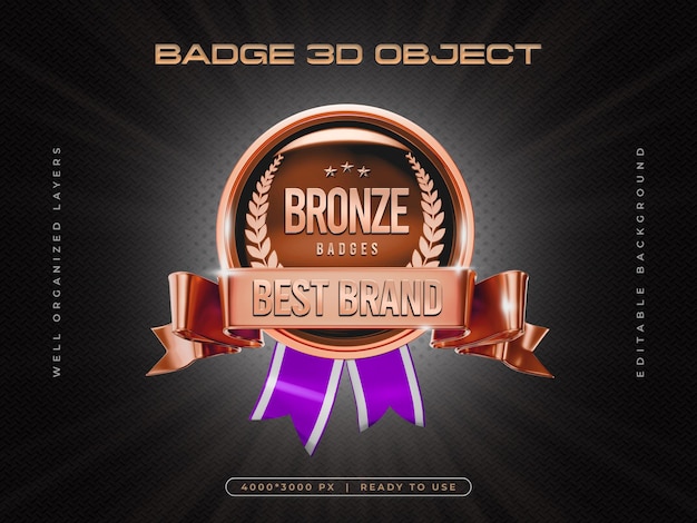 PSD gratuit render 3d du badge pour la composition du prix du champion