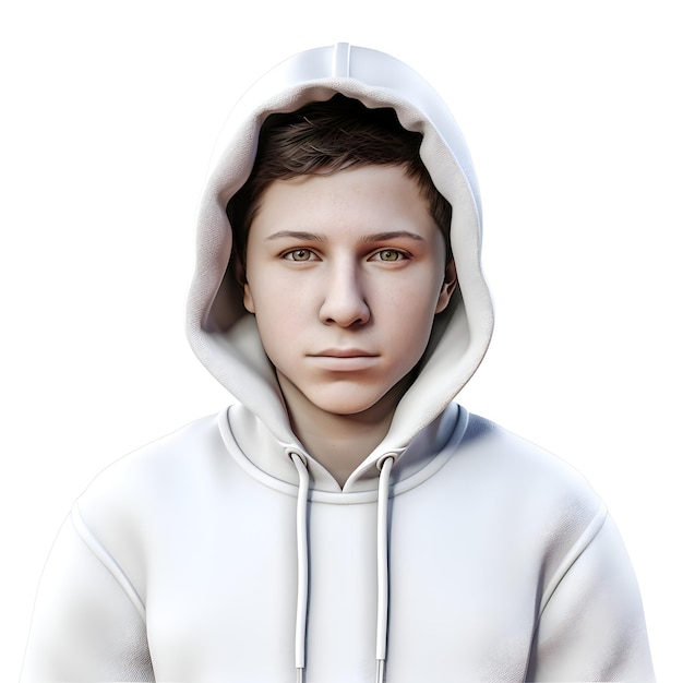 PSD gratuit rendering 3d d'un adolescent dans une cape blanche isolé sur un fond blanc