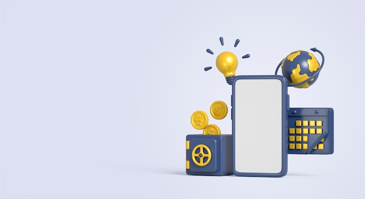 PSD gratuit rendering 3d d'une application financière intelligente