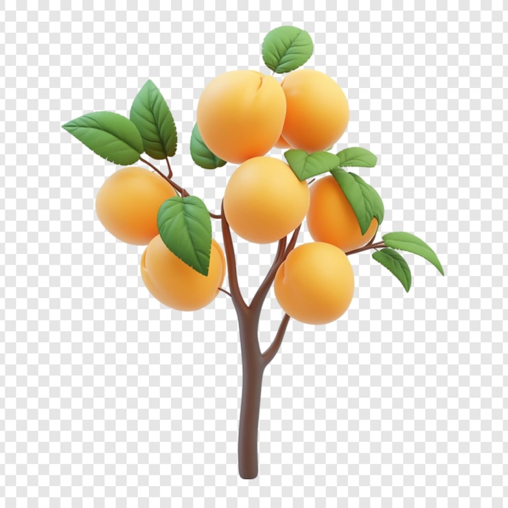 PSD gratuit rendering 3d d'un arbre d'abricot avec des fruits mûrs