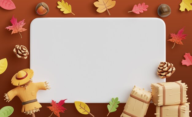 Rendering 3D de l'arrière-plan de la bannière en blanc des ventes d'automne