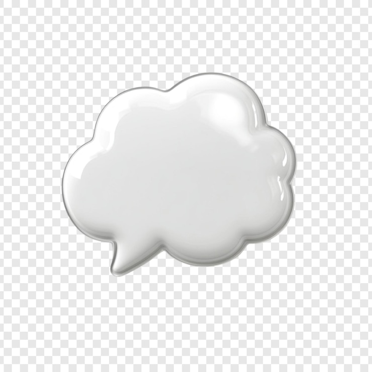 PSD gratuit rendering 3d de bulle de parole blanche brillante isolée sur un modèle blanc à fond transparent pour l'élément de conception du message texte