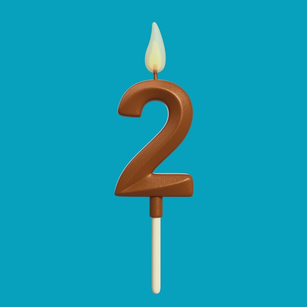 Rendering 3D du numéro de bougie du gâteau d'anniversaire