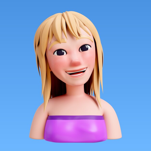 Rendering 3D du style de coiffure pour la conception de l'avatar