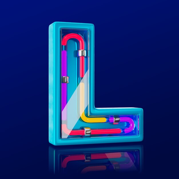 Rendering 3D de l'icône de la lettre au néon