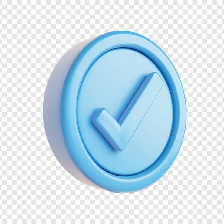 PSD gratuit rendering 3d d'une icône de marque bleue représentant l'achèvement et le succès de l'approbation de la confirmation un symbole de rétroaction positive et d'accord