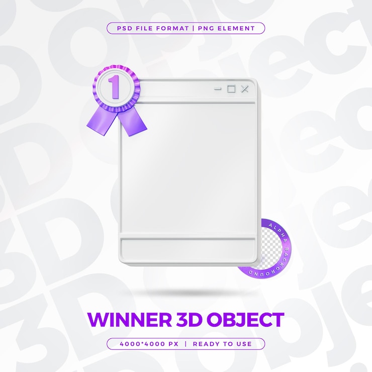 PSD gratuit rendering 3d de l'illustration isolée du gagnant du concours