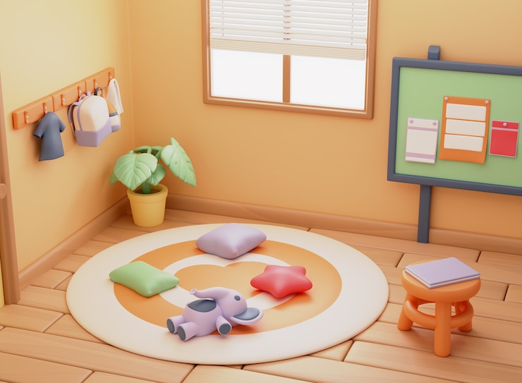 PSD gratuit rendering 3d de l'illustration de la maternelle