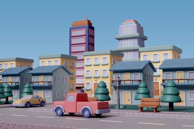 Rendering 3D de l'illustration de la ville.