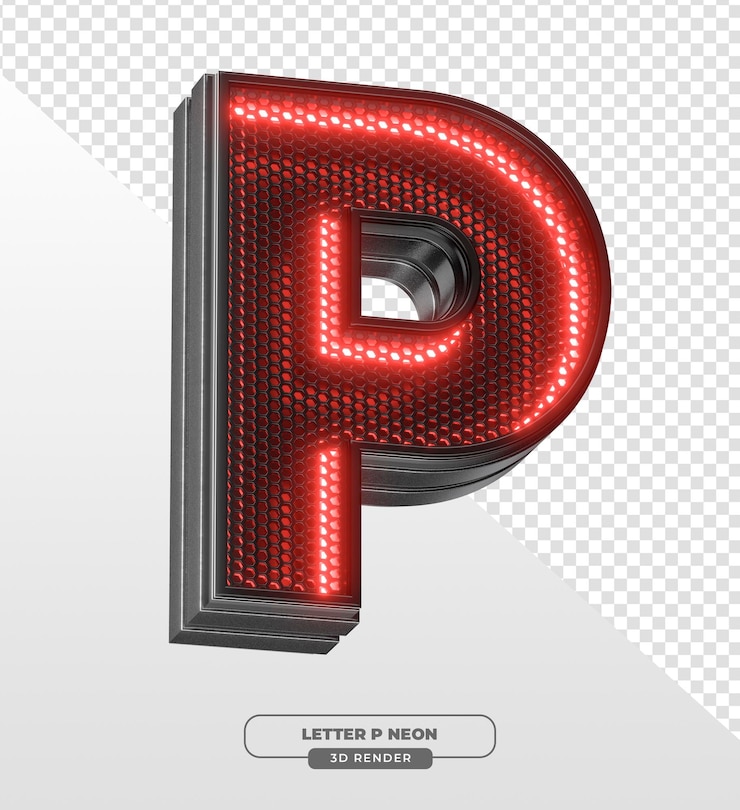 PSD gratuit rendering 3d de la lettre p au néon
