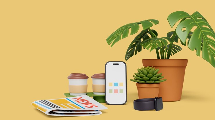 PSD gratuit rendering 3d de la nature morte du téléphone