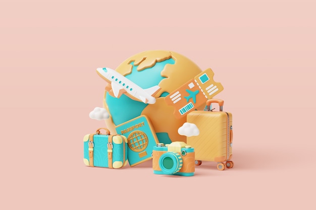 Rendering 3D de la nature morte de voyage