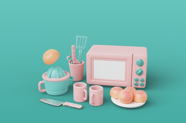 Rendering 3d D'outils De Cuisine Nature Morte