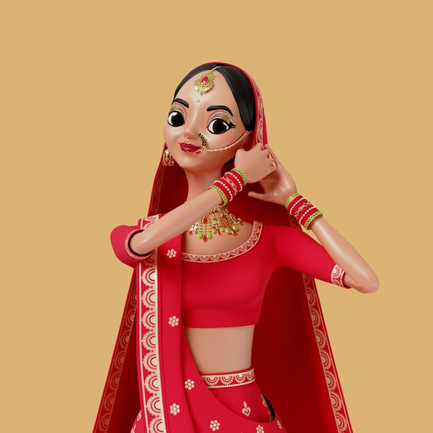 PSD gratuit rendering 3d de personnages de mariage indiens