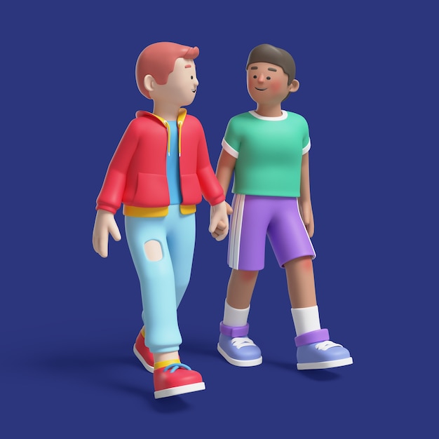 PSD gratuit rendez-vous en 3d d'un couple gay