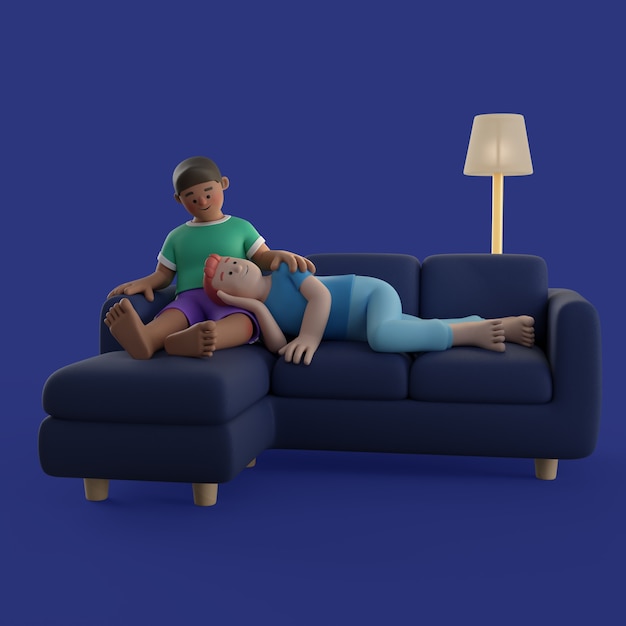 PSD gratuit rendez-vous en 3d d'un couple gay