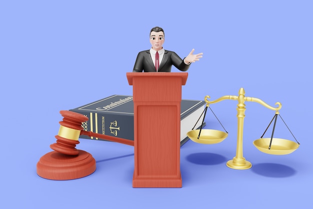 Rendez-vous en 3D du personnage de l'avocat