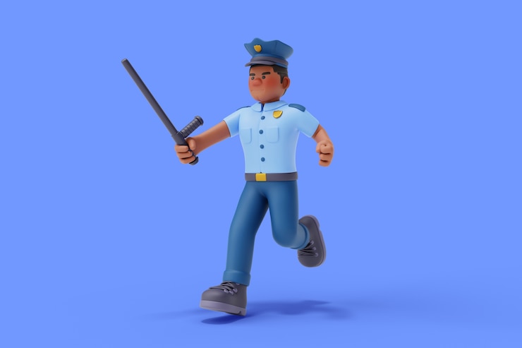 PSD gratuit rendez-vous en 3d du personnage de la police