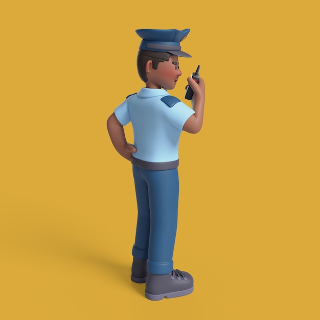 PSD gratuit rendez-vous en 3d du personnage de la police