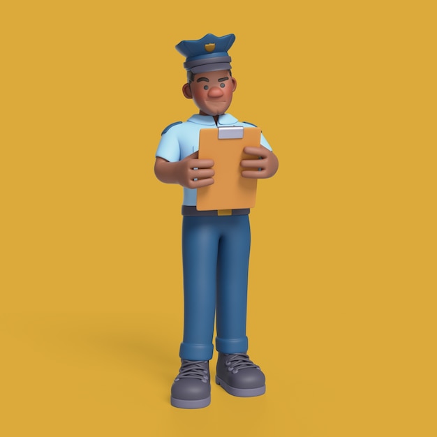 PSD gratuit rendez-vous en 3d du personnage de la police