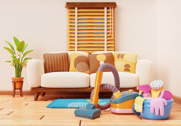 rendu 3D de l'arrière-plan du ménage