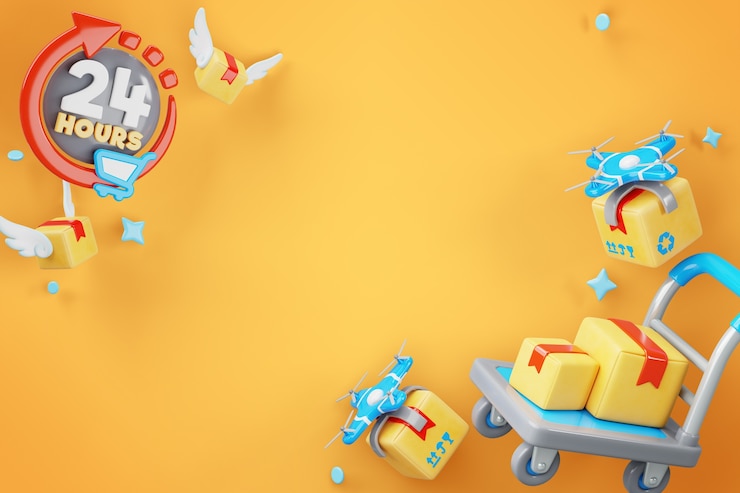 PSD gratuit rendu 3d de l'arrière-plan des ventes de livraison