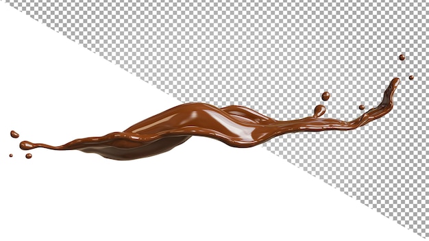 Rendu 3d de chocolat éclaboussé sur fond transparent, chemin de détourage