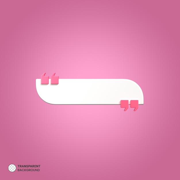 rendu 3D de citations icône de boîte de cadre isolée illustration de rendu 3D