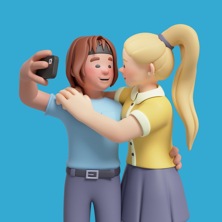 PSD gratuit le rendu en 3d d'un couple de lesbiennes