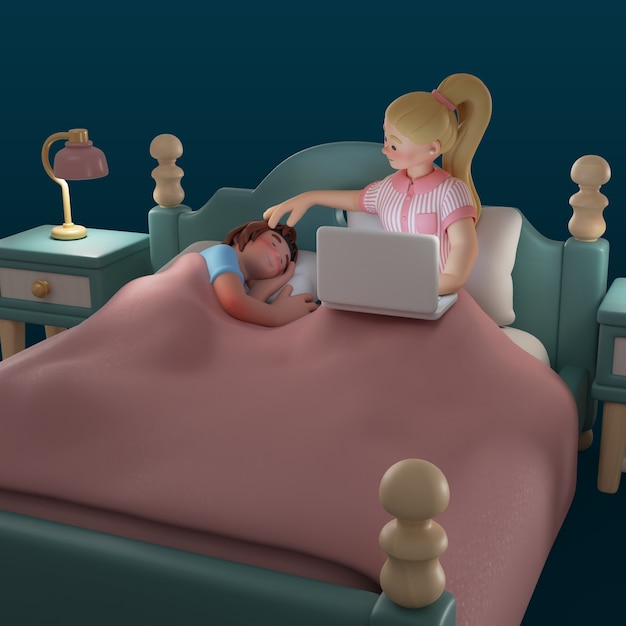 Le rendu en 3D d'un couple de lesbiennes