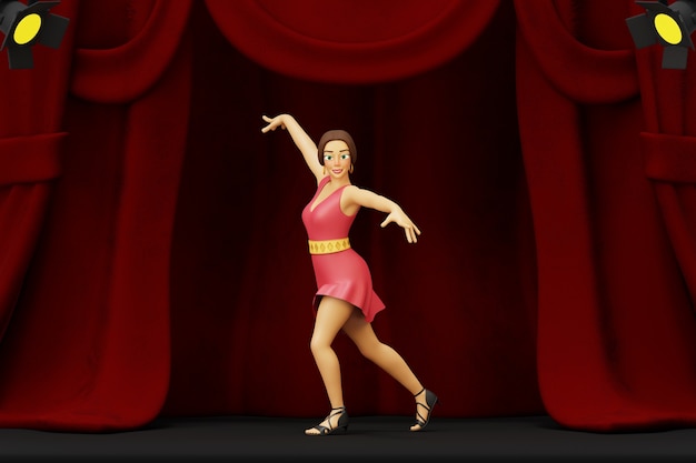 PSD gratuit rendu 3d de danseuse