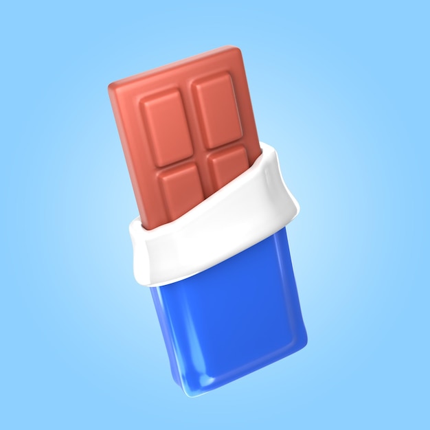 rendu 3d d'une délicieuse barre de chocolat
