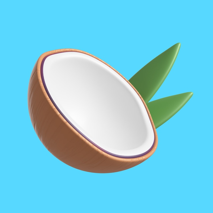 PSD gratuit rendu 3d de délicieuse noix de coco