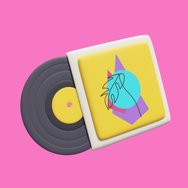 Rendu 3D du disque vinyle