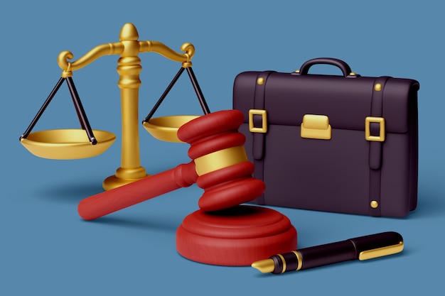 PSD gratuit rendu 3d du fond de nature morte de justice