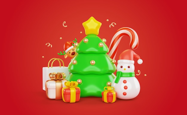 PSD gratuit rendu 3d du fond de noël